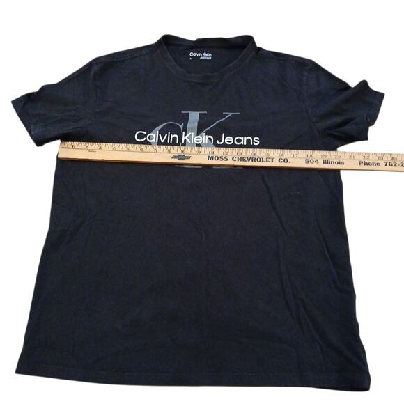 CK Calvin Klein Jeans Black Short Sleeve T-Shirt Size Medium Logo Tee READ - Picture 8 of 9